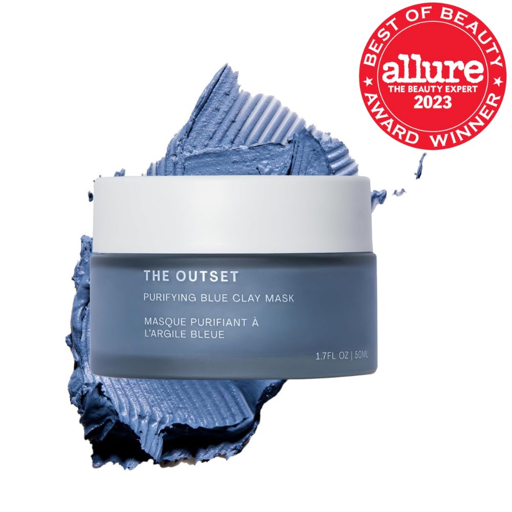 The Outset Blue Clay Face Mask, Hydrating & Detoxifying for Blackheads, Pores & Skin Clarifying, Gentle, Fragrance-Free, Vegan, Gluten-Free Clean Skincare - 1.7 fl oz