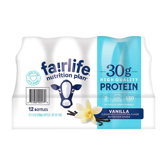 Fair Life Nutrition Plan High Protein Liquid Shake, Vanilla, 11.5 Fl Oz, Pack of 12