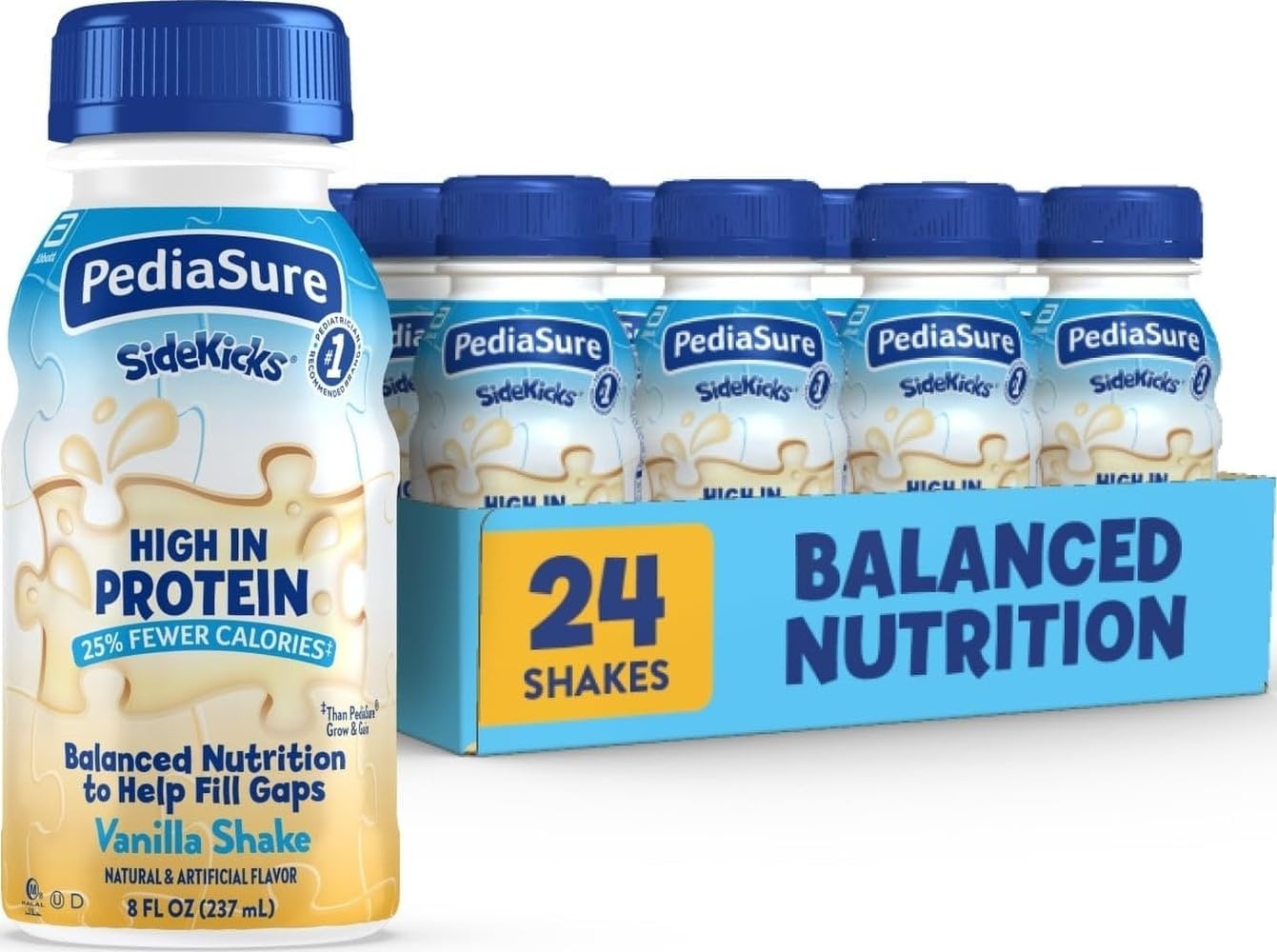 PediaSure SideKicks Kids Protein Shakes, 10g Protein, Vanilla, 24 Pack | Delicious Shake for Kids that’s High in Protein and has 27 Vitamins & Minerals to Help Fill Nutrient Gaps, 8-fl-oz Bottles