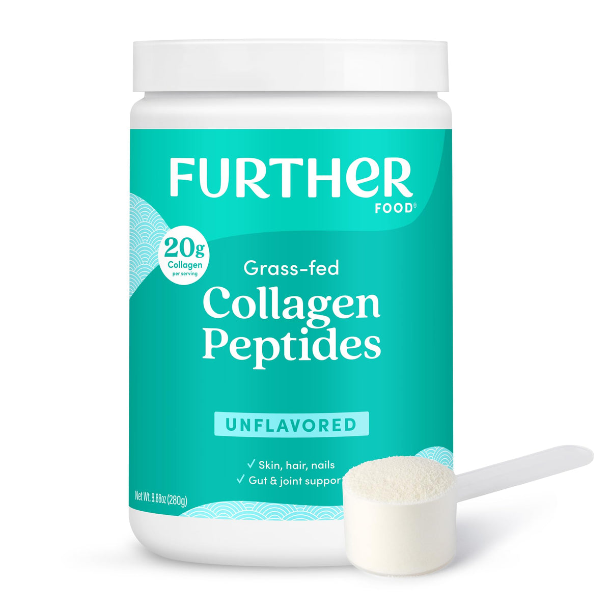 Further Food Unflavored Collagen Peptides Powder, 100% Grass-Fed, 21.16 Oz
