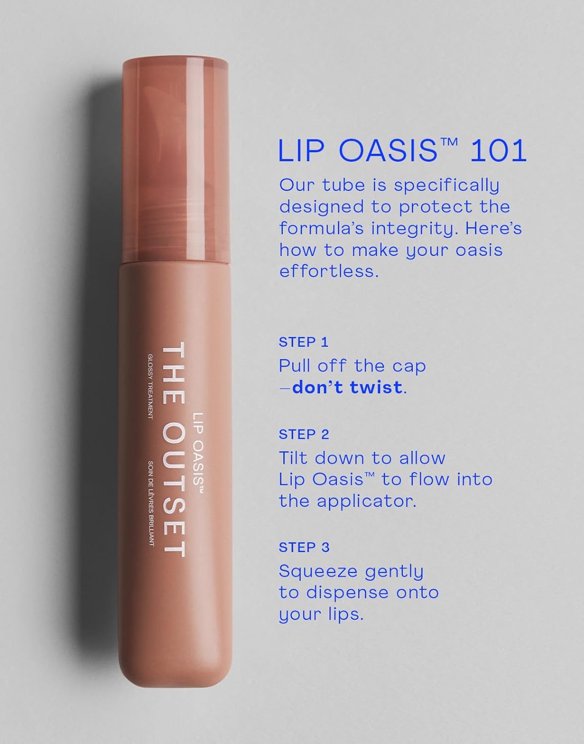 The Outset Lip Oasis Hydrating Lip Balm, Glossy Moisturizing Lip Treatment for Dry, Sensitive Lips, Clean, Vegan & Gluten-Free, Sheer Tint Dune, 0.3 oz