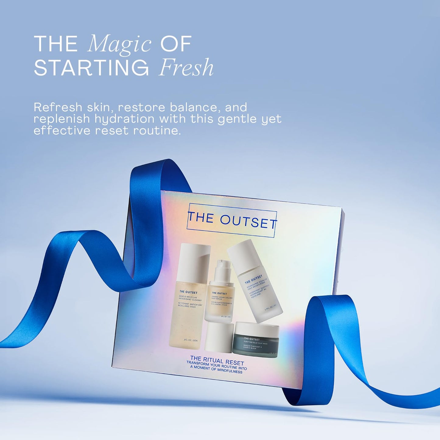 The Outset Ritual Reset Skincare Kit, Cleanser, Serum, Moisturizer & Purifying Clay Mask, Hydrating, Gentle, Fragrance-Free Daily Facial Care, Vegan, Gluten-Free, Sensitive Skin Safe