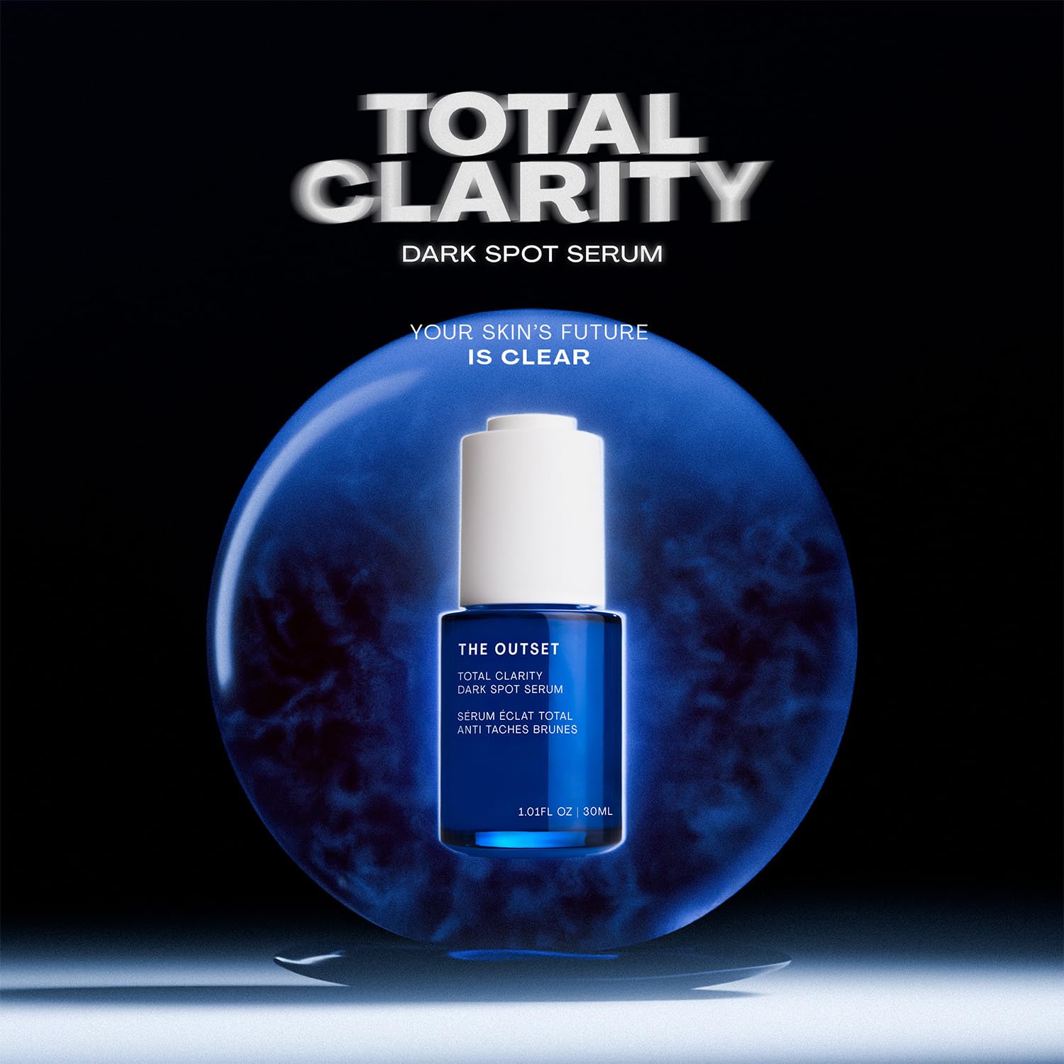 The Outset Total Clarity Dark Spot Serum with Melaneven™, Lightweight Brightening Facial Serum for Uneven Tone, Gentle & Non-Comedogenic for Sensitive Skin – 1 fl oz