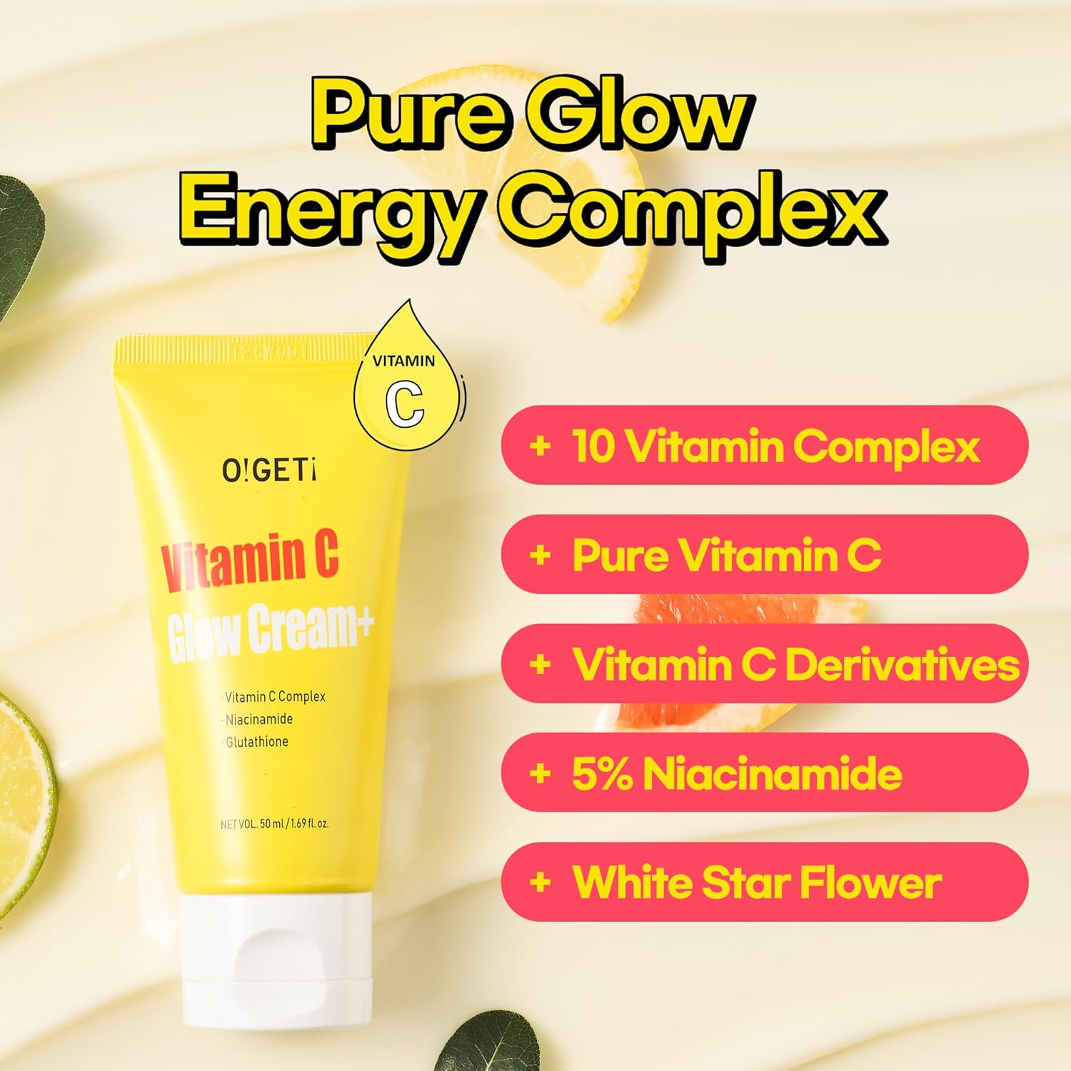 Vitamin C Glow Cream Plus, Brightening & Hydrating Moisturizer, Jeju Green Tangerine, Triple Vitamin C, Niacinamide, 1.69 fl.oz
