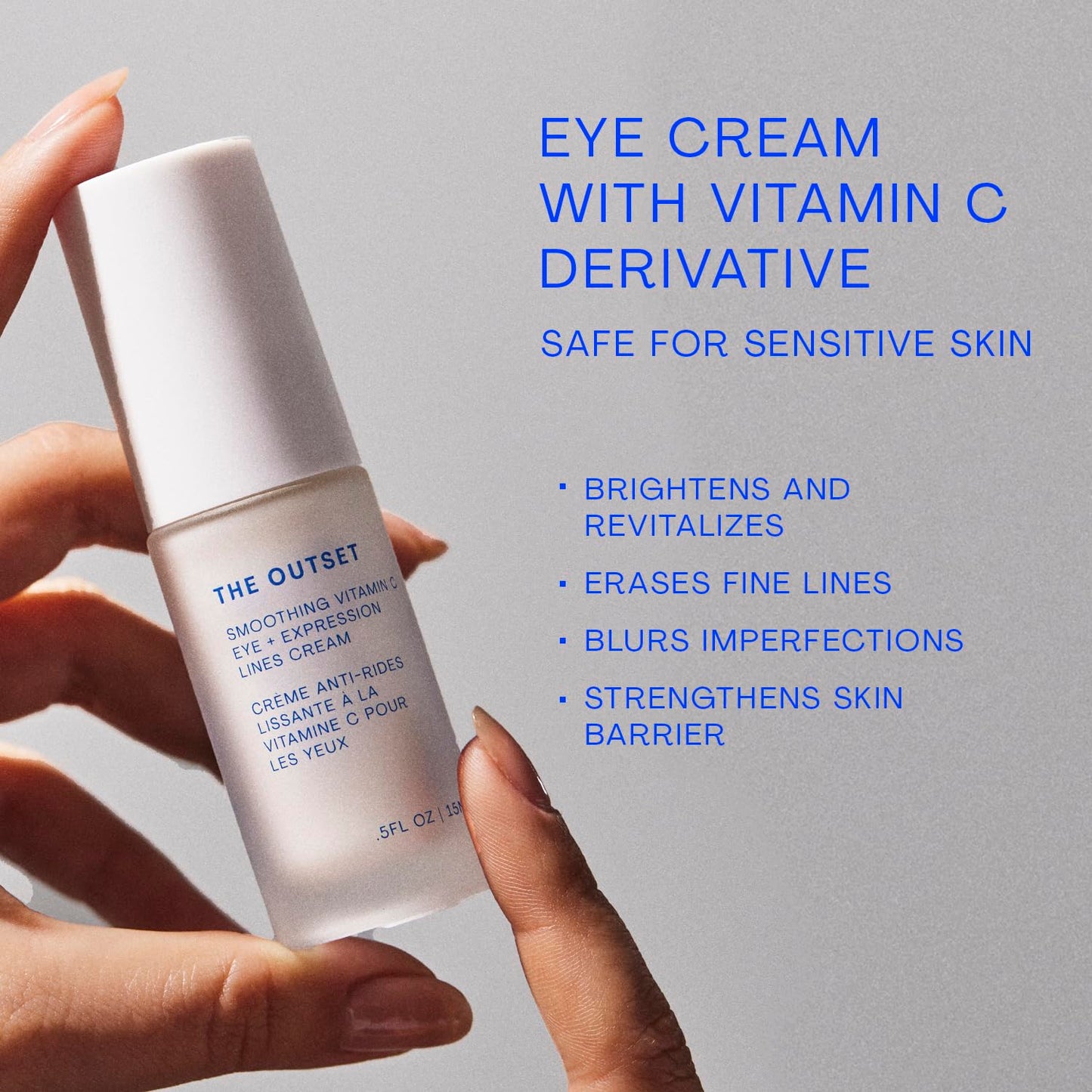 The Outset Vitamin C Eye Cream, Brightening, Hydrating & Wrinkle-Reducing for Fine Lines & Expression Wrinkles, Gentle, Fragrance-Free, Clean, Vegan & Gluten-Free Skincare - 0.5 fl oz