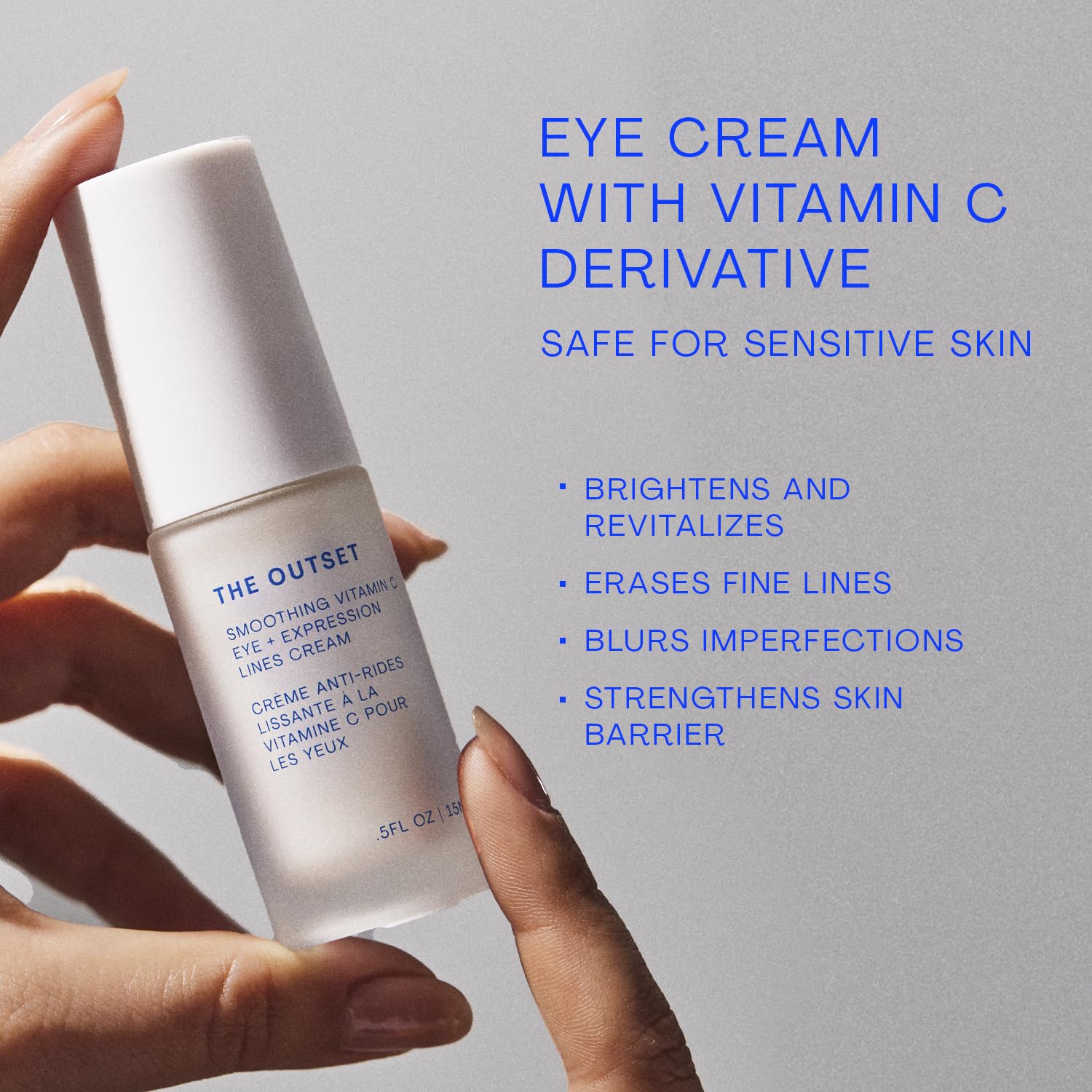 The Outset Vitamin C Eye Cream, Brightening, Hydrating & Wrinkle-Reducing for Fine Lines & Expression Wrinkles, Gentle, Fragrance-Free, Clean, Vegan & Gluten-Free Skincare - 0.5 fl oz