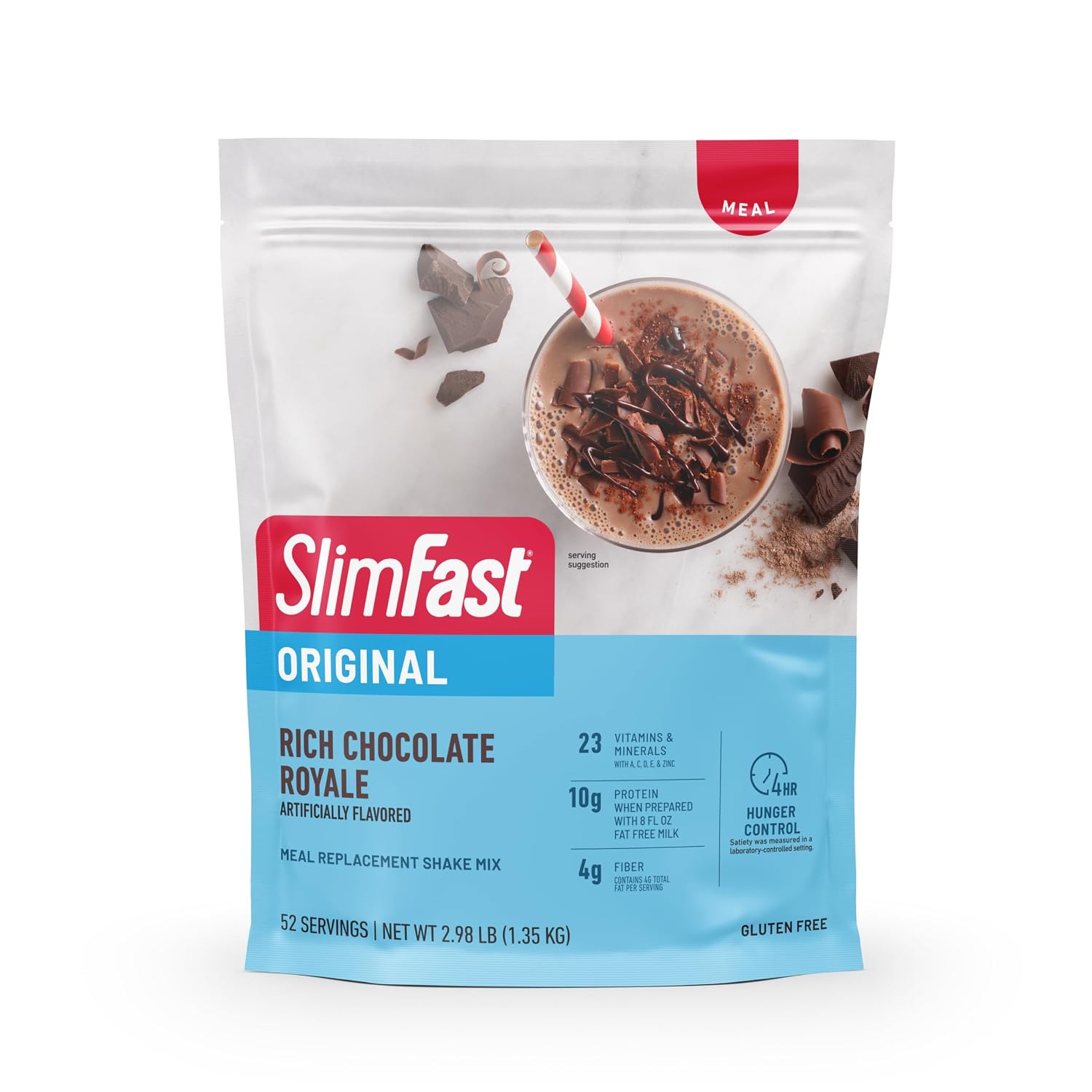 SlimFast Meal Replacement Powder, Original Rich Chocolate Royale, Weight Loss Shake Mix, 10g of Protein, 52 Servings (Packaging May Vary)