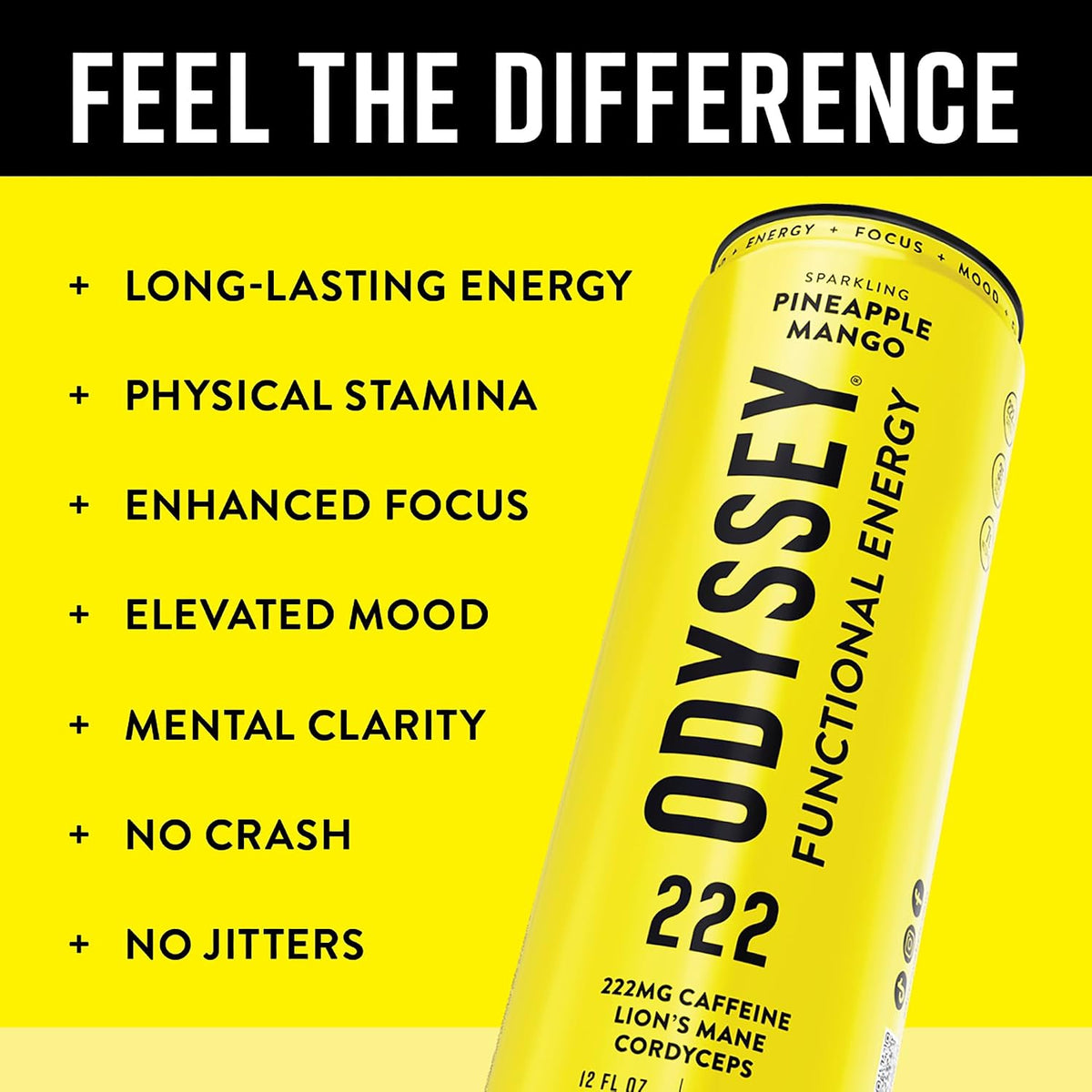 Odyssey Functional Energy Drink, 222mg Caffeine, Variety 12 Pack