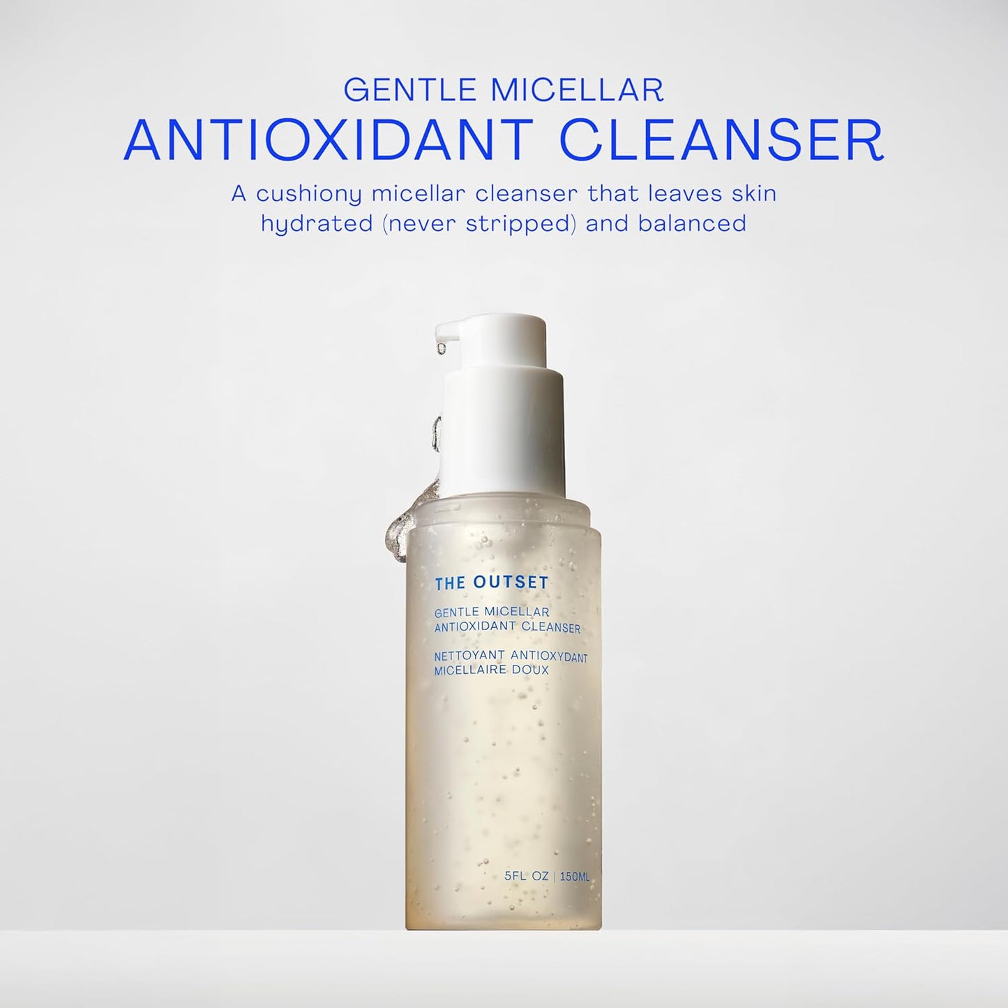 The Outset Micellar Gel Face Cleanser, Gentle Face Wash & Makeup Remover, Hydrating Facial Cleanser for Sensitive Skin, Fragrance-Free, Vegan Clean Skincare for Dry & All Skin Types, 5 fl oz