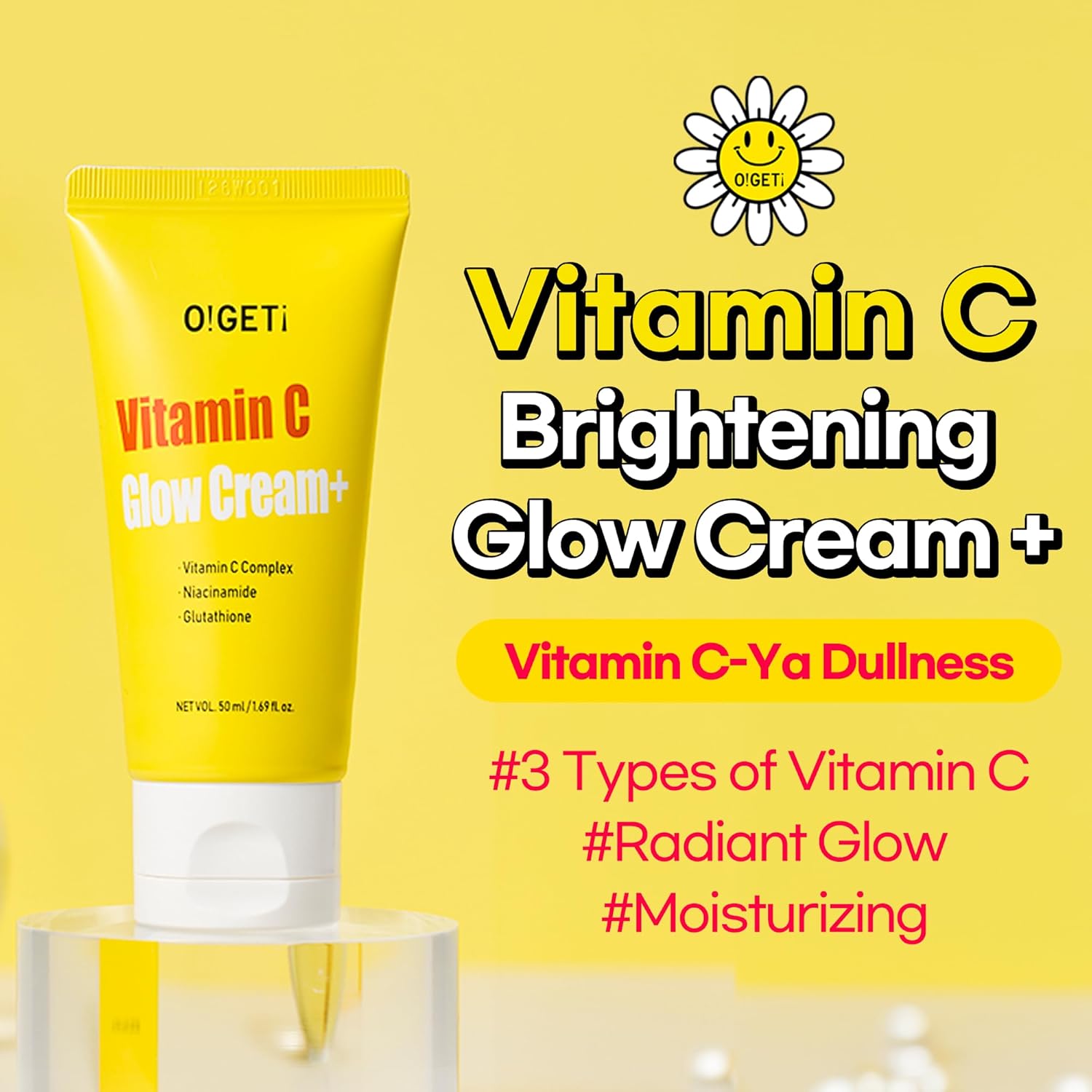Vitamin C Glow Cream Plus, Brightening & Hydrating Moisturizer, Jeju Green Tangerine, Triple Vitamin C, Niacinamide, 1.69 fl.oz