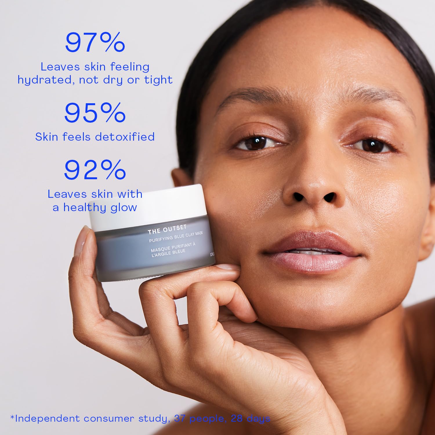 The Outset Blue Clay Face Mask, Hydrating & Detoxifying for Blackheads, Pores & Skin Clarifying, Gentle, Fragrance-Free, Vegan, Gluten-Free Clean Skincare - 1.7 fl oz