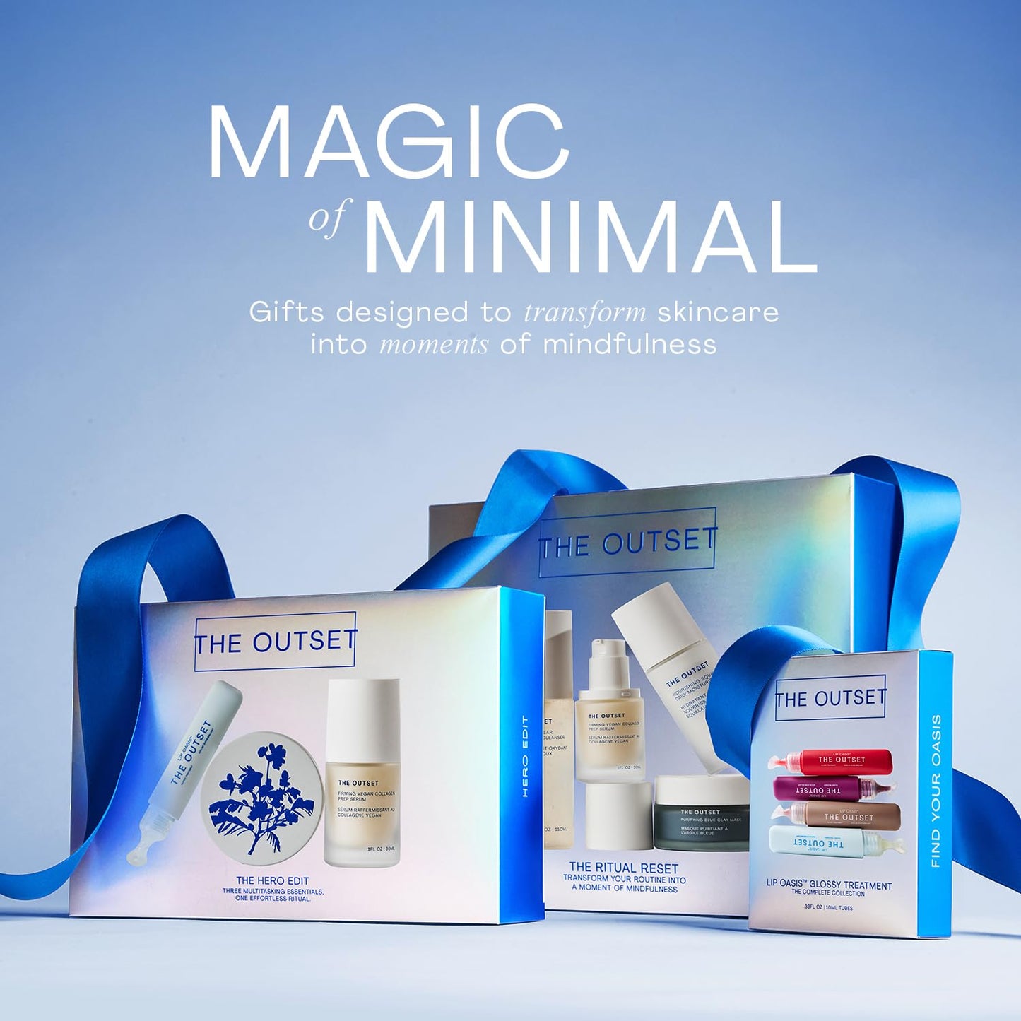 The Outset Ritual Reset Skincare Kit, Cleanser, Serum, Moisturizer & Purifying Clay Mask, Hydrating, Gentle, Fragrance-Free Daily Facial Care, Vegan, Gluten-Free, Sensitive Skin Safe