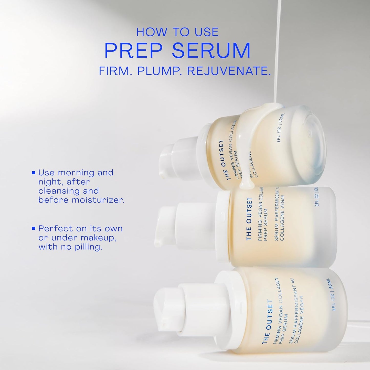 The Outset Firming Vegan Collagen Face Serum, Plumping & Hydrating Facial Serum, Non-Sticky Skin Prep Serum for Fine Lines, Fragrance-Free & Clean for Sensitive, Dry & All Skin Types, 1 fl oz
