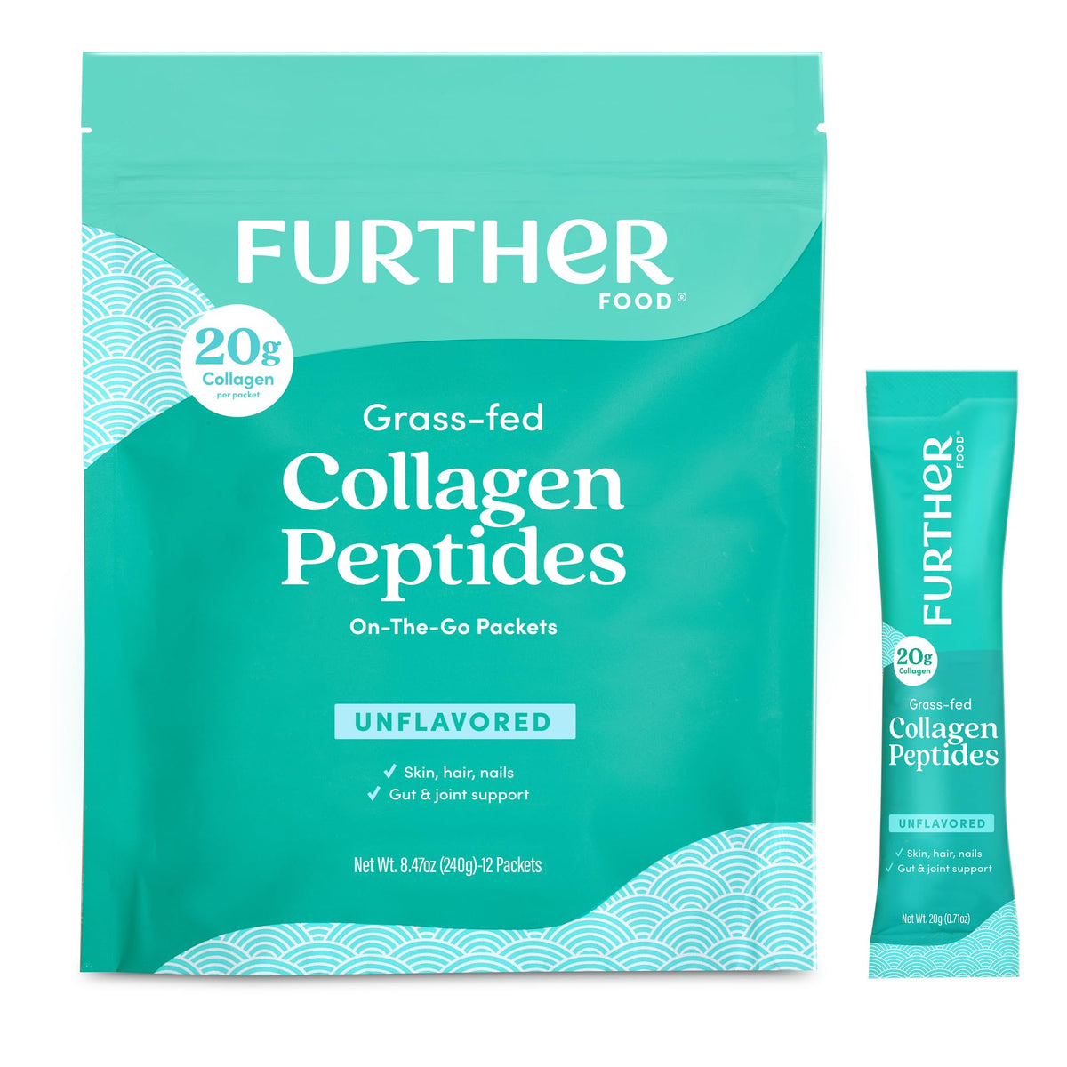 Further Food Unflavored Collagen Peptides Powder, 100% Grass-Fed, 21.16 Oz