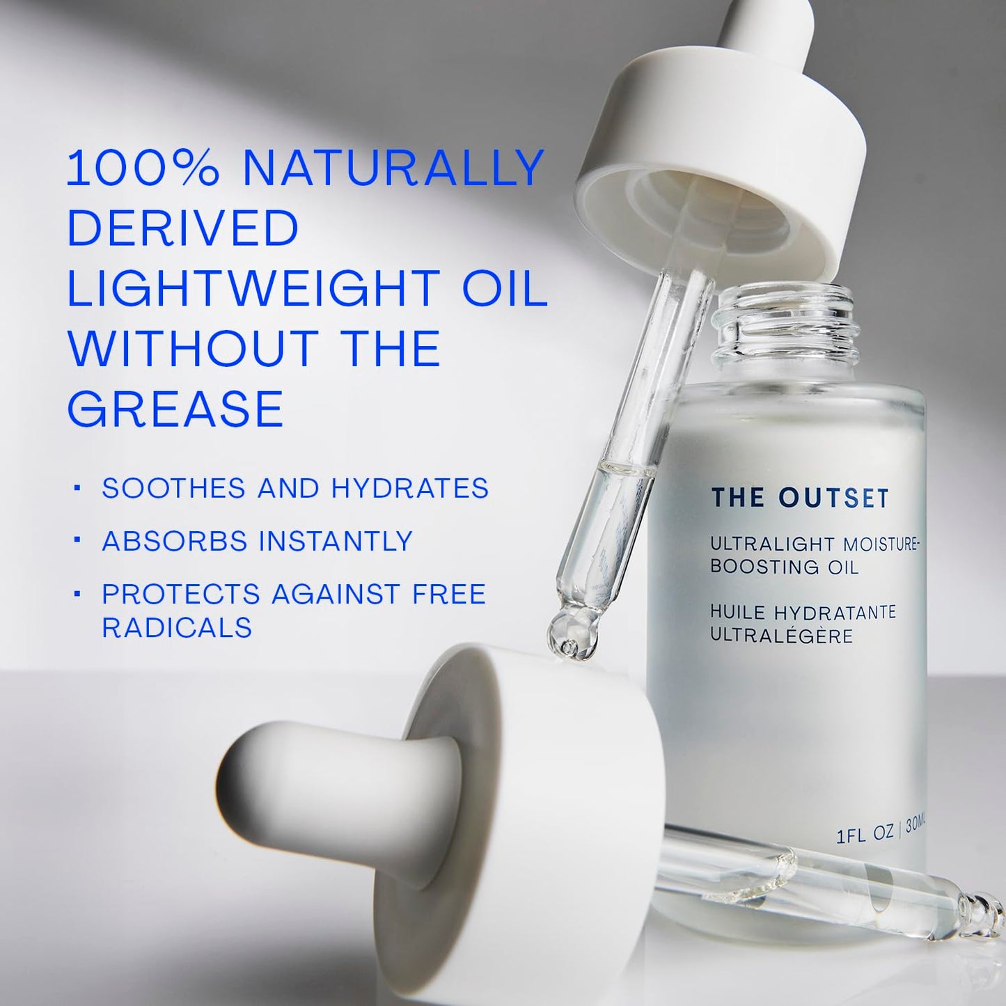 The Outset Ultralight Hydrating Face Oil with Squalane, Fast-Absorbing, Non-Clogging & Gentle Moisturizer, Fragrance-Free, Clean, Vegan & Gluten-Free Skincare for All Skin Types, Sensitive - 1 fl oz