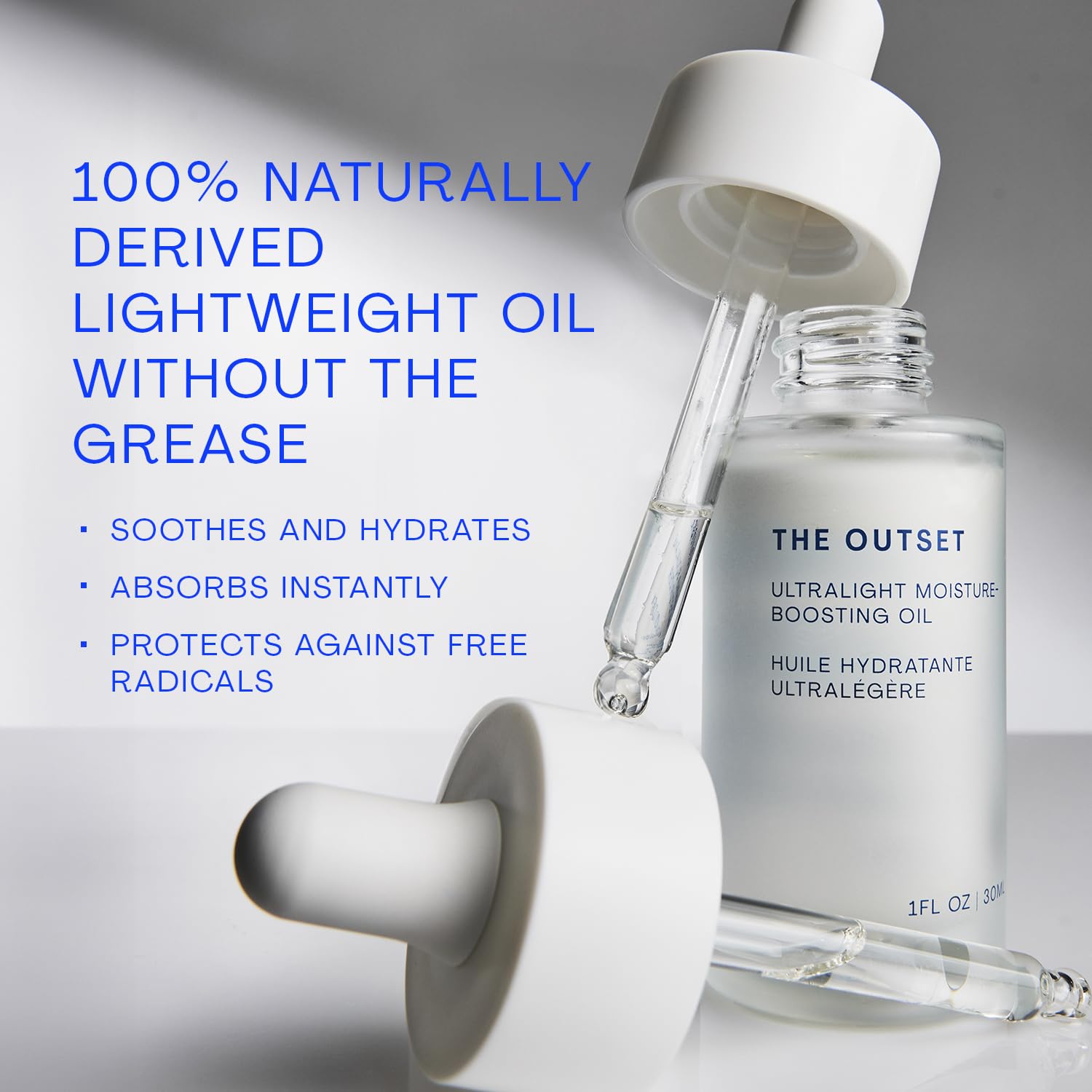 The Outset Ultralight Hydrating Face Oil with Squalane, Fast-Absorbing, Non-Clogging & Gentle Moisturizer, Fragrance-Free, Clean, Vegan & Gluten-Free Skincare for All Skin Types, Sensitive - 1 fl oz