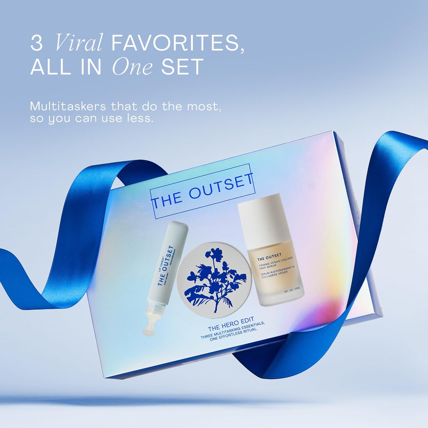 The Outset Hero Edit Skincare Kit, Hydrating Barrier Repair Set with Prep Serum, Barrier Balm & Lip Oasis, Clean Beauty for Dry, All Skin Types, Vegan, Gluten‑Free, Fragrance‑Free Daily Routine
