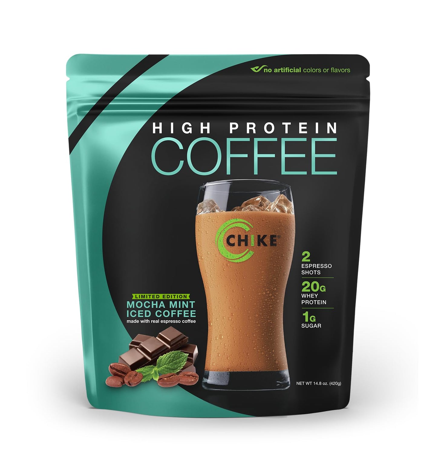 Chike Mocha High Protein Iced Coffee, 20 G Protein, 2 Shots Espresso, 1 G Sugar, Keto Friendly and Gluten Free, 14 Servings (15.3 Ounce)