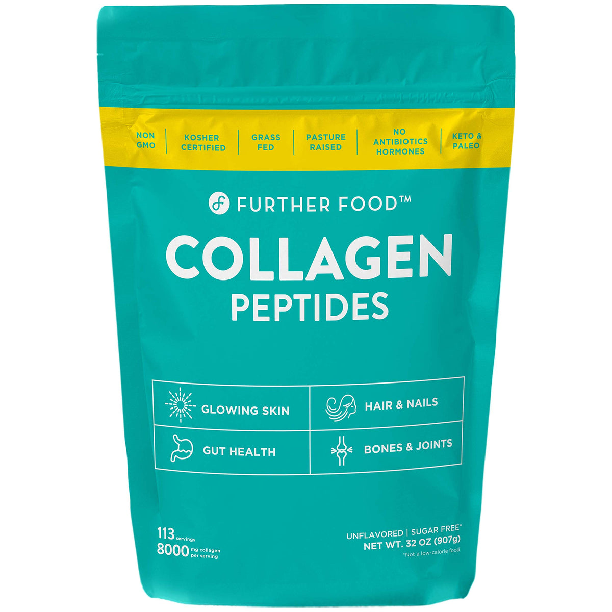 Further Food Unflavored Collagen Peptides Powder, 100% Grass-Fed, 21.16 Oz