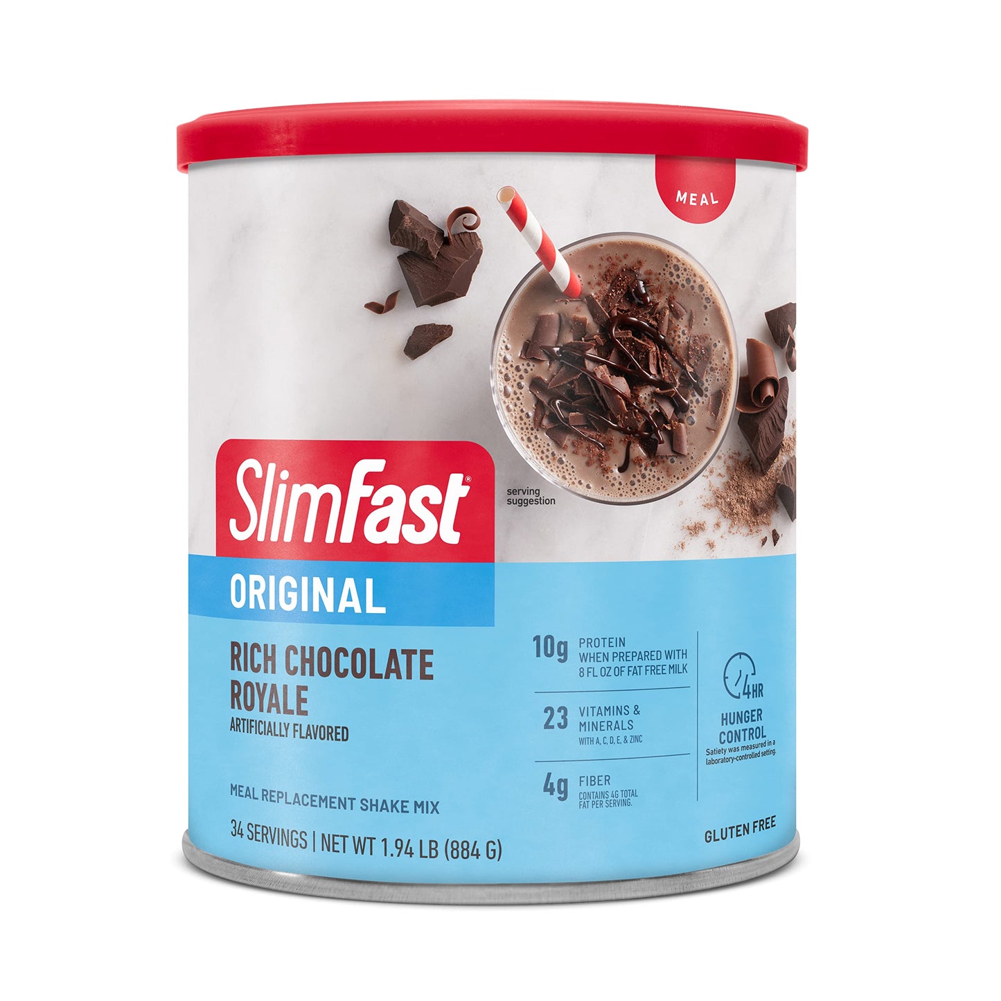 SlimFast Meal Replacement Powder, Original Rich Chocolate Royale, Weight Loss Shake Mix, 10g of Protein, 52 Servings (Packaging May Vary)