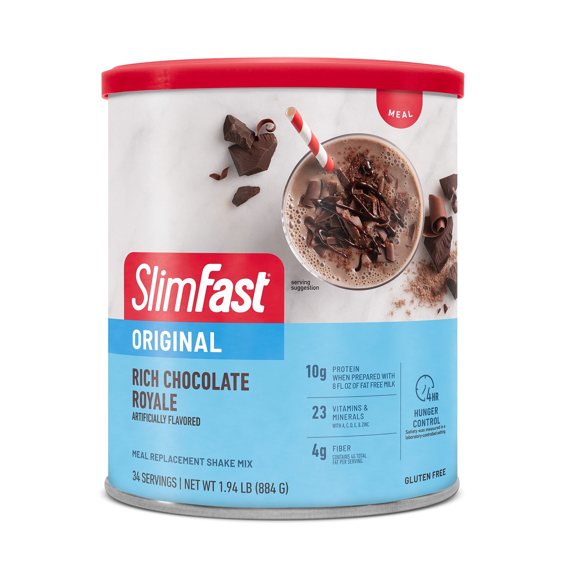 SlimFast Meal Replacement Powder, Original Rich Chocolate Royale, Weight Loss Shake Mix, 10g of Protein, 52 Servings (Packaging May Vary)