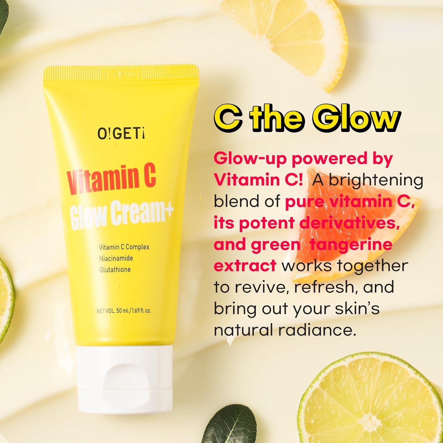Vitamin C Glow Cream Plus, Brightening & Hydrating Moisturizer, Jeju Green Tangerine, Triple Vitamin C, Niacinamide, 1.69 fl.oz