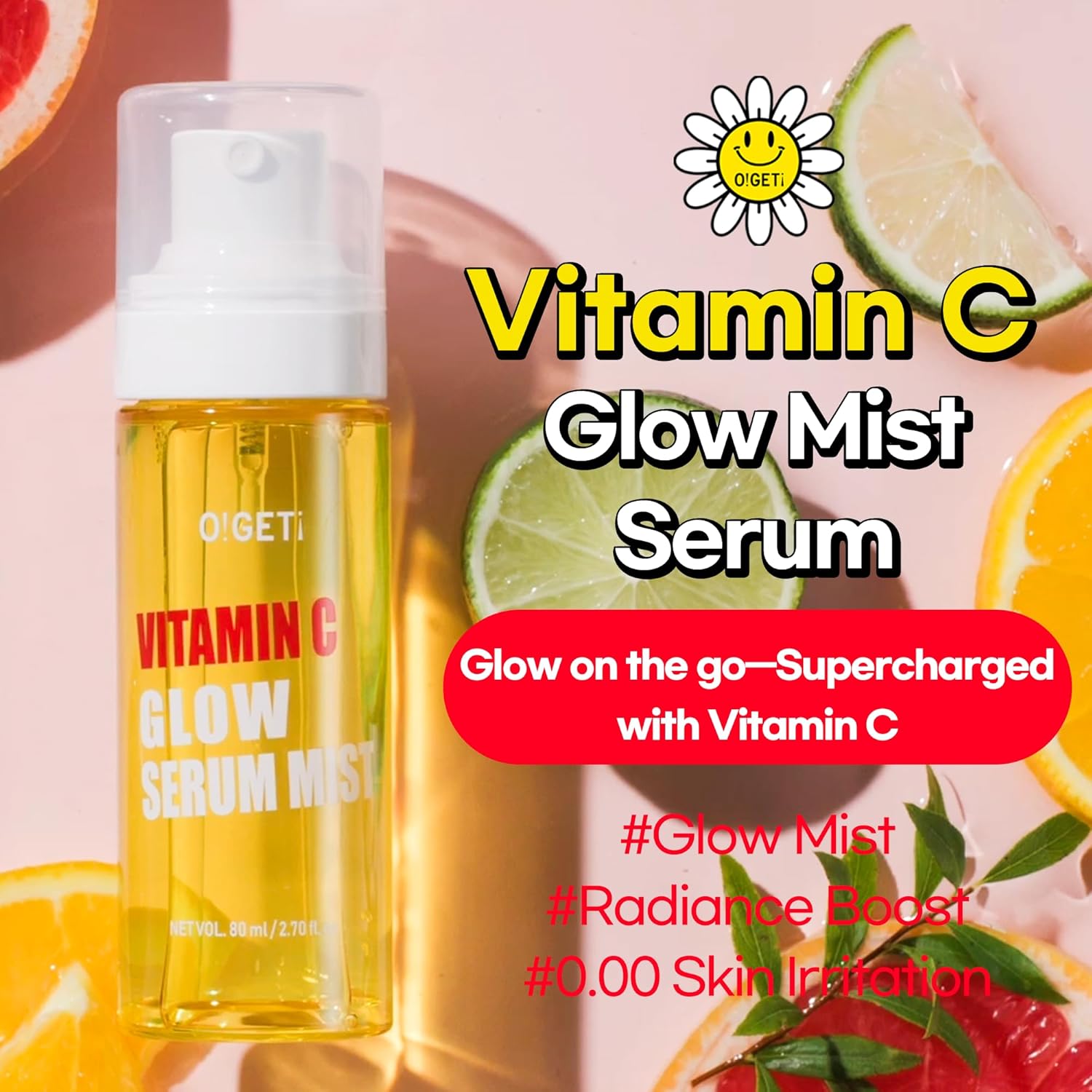 Vitamin C Glow Serum Mist, Hydrating & Brightening Facial Mist with Jeju Green Tangerine, Face Spray for Glow Skin, Niacinamide, Hypoallergenic, 2.7 fl.oz