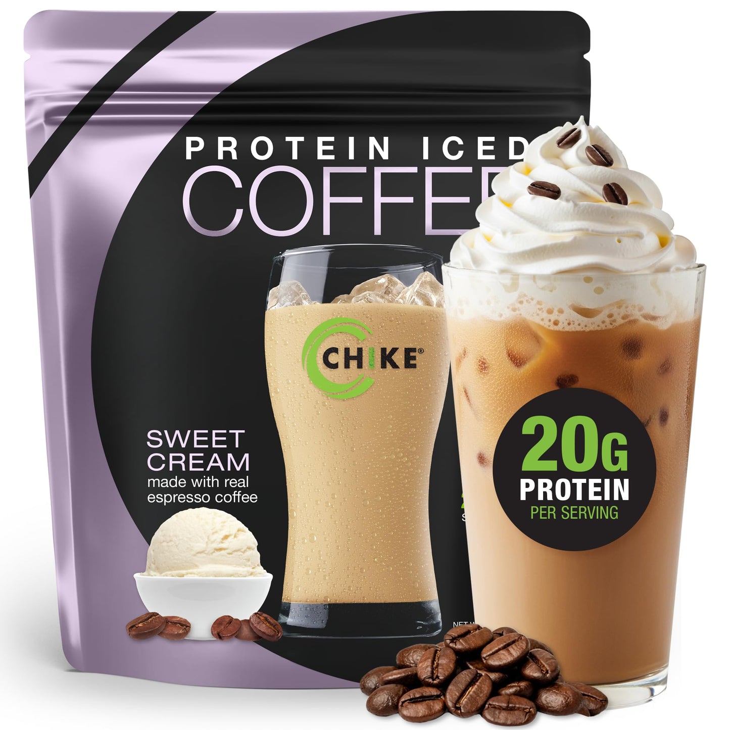 Chike Mocha High Protein Iced Coffee, 20 G Protein, 2 Shots Espresso, 1 G Sugar, Keto Friendly and Gluten Free, 14 Servings (15.3 Ounce)