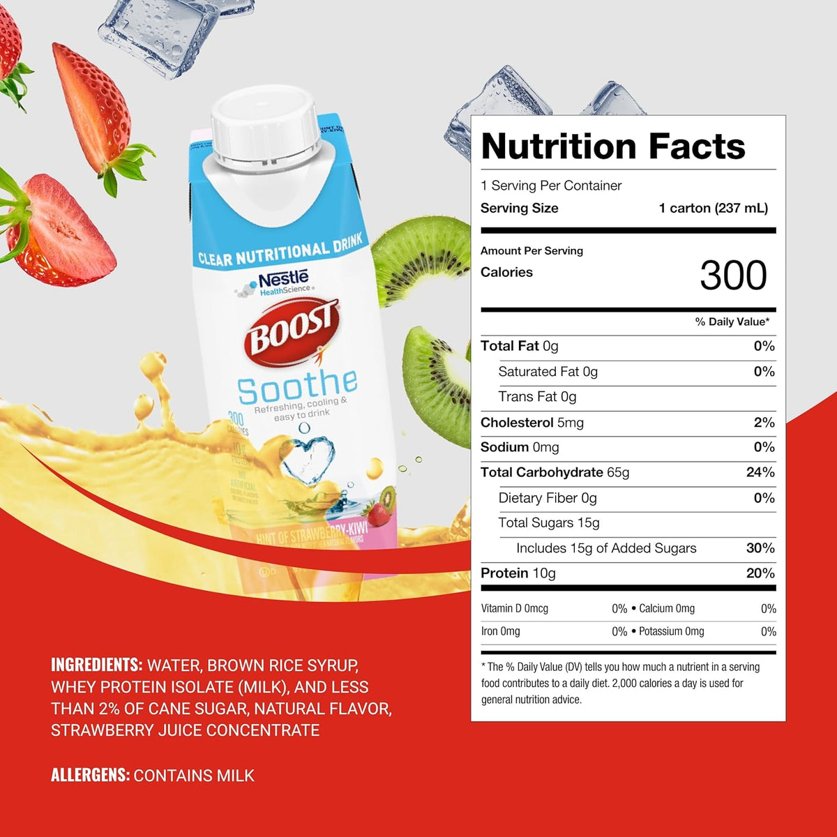 BOOST Soothe Clear Nutritional Drink, Hint of Strawberry Kiwi Flavor, 24 pk