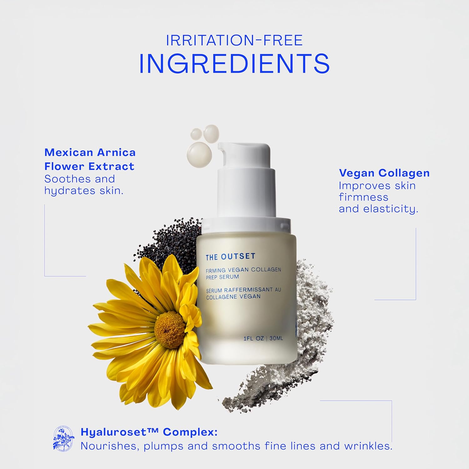 The Outset Firming Vegan Collagen Face Serum, Plumping & Hydrating Facial Serum, Non-Sticky Skin Prep Serum for Fine Lines, Fragrance-Free & Clean for Sensitive, Dry & All Skin Types, 1 fl oz