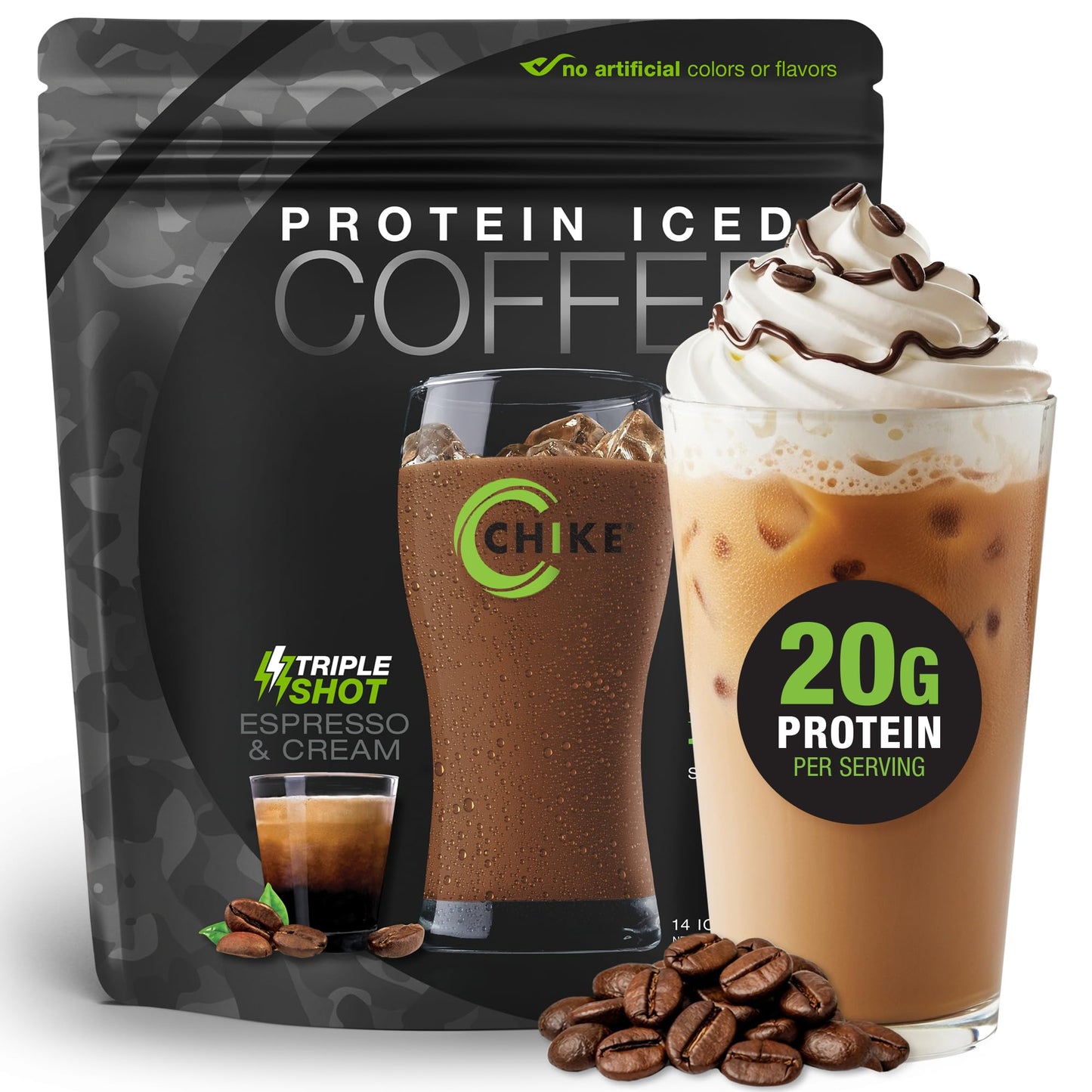 Chike Mocha High Protein Iced Coffee, 20 G Protein, 2 Shots Espresso, 1 G Sugar, Keto Friendly and Gluten Free, 14 Servings (15.3 Ounce)