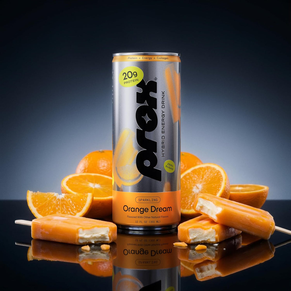 PROX Premium Energy Drink, Orange Dream, 20g Protein, Zero Sugar, 12 Pack