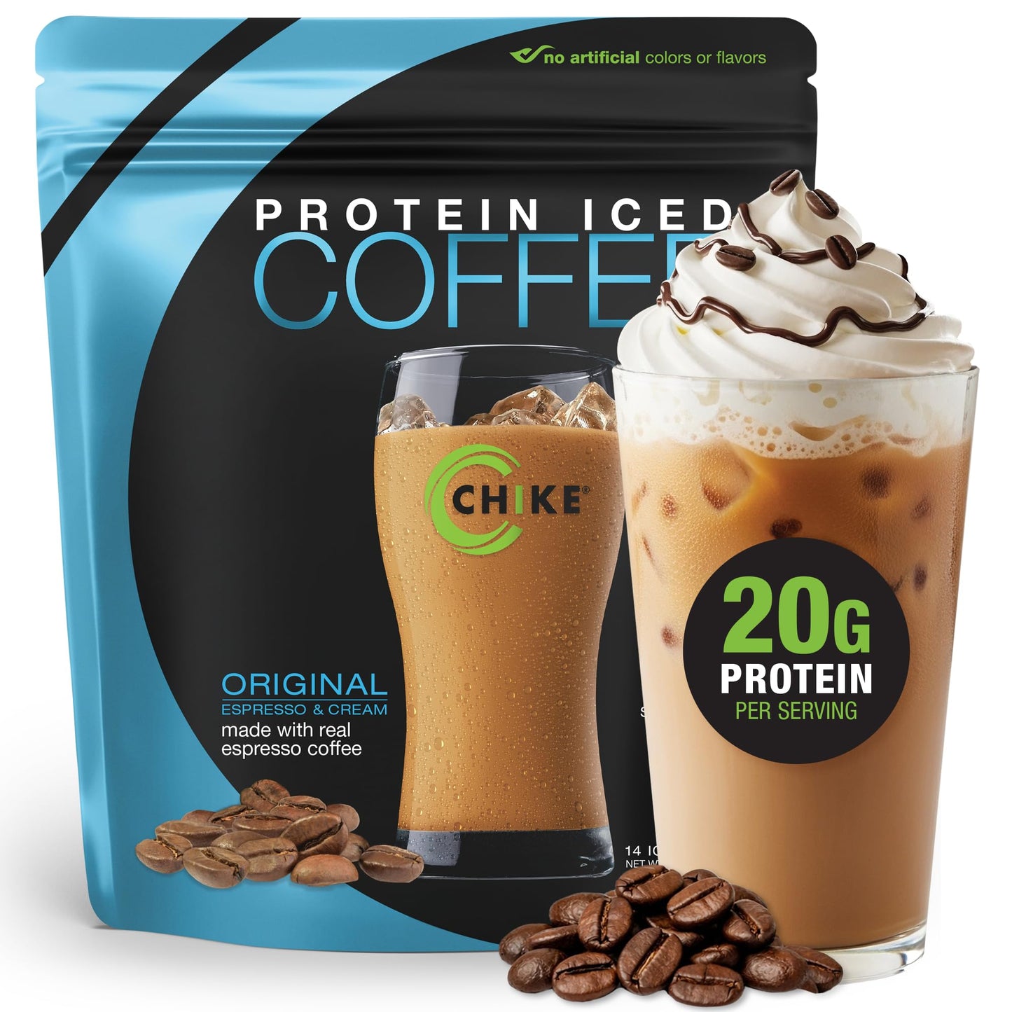 Chike Mocha High Protein Iced Coffee, 20 G Protein, 2 Shots Espresso, 1 G Sugar, Keto Friendly and Gluten Free, 14 Servings (15.3 Ounce)