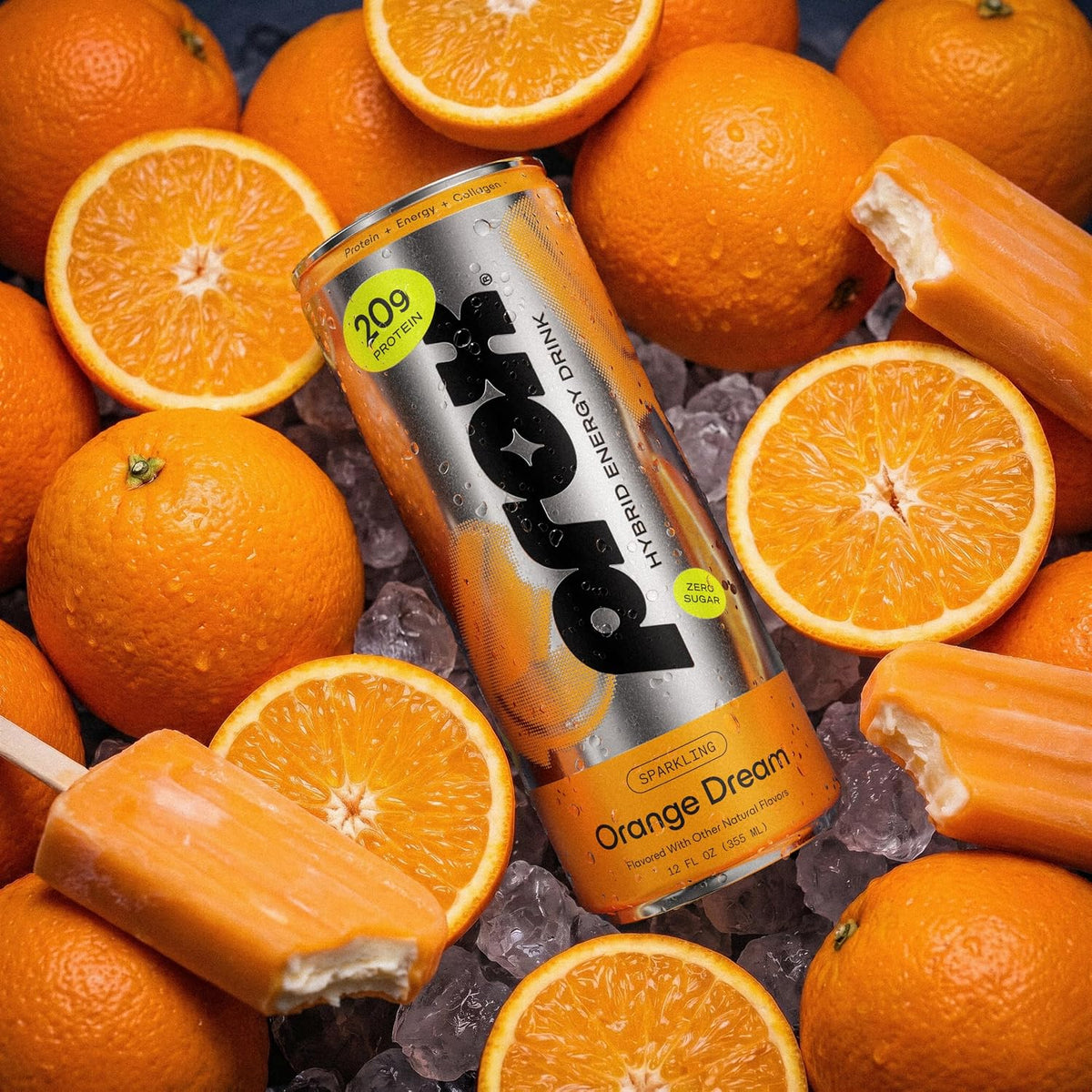 PROX Premium Energy Drink, Orange Dream, 20g Protein, Zero Sugar, 12 Pack